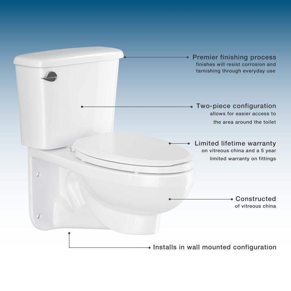 PROFLO&reg; White 10 in. 1.28 gpf 2-Piece Elongated Closet Toilet 
