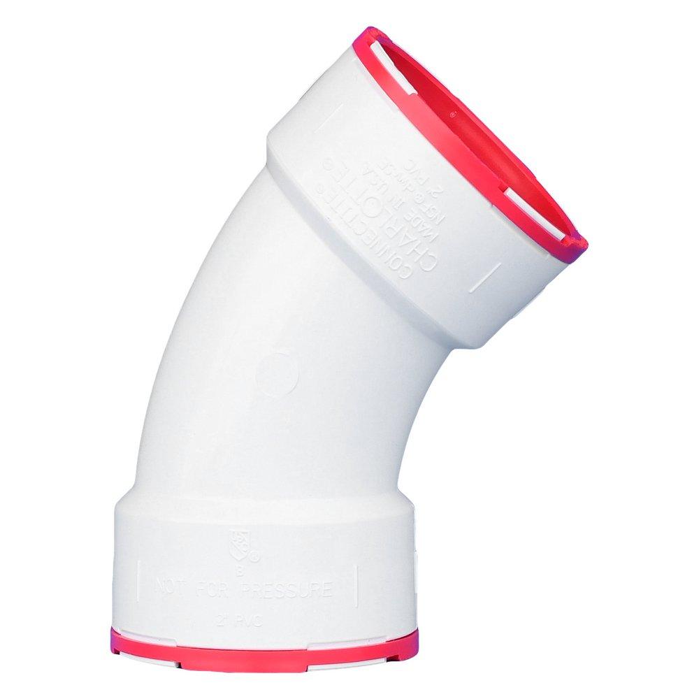 White Hub 45 Degree Schedule 40 DWV PVC Elbow 