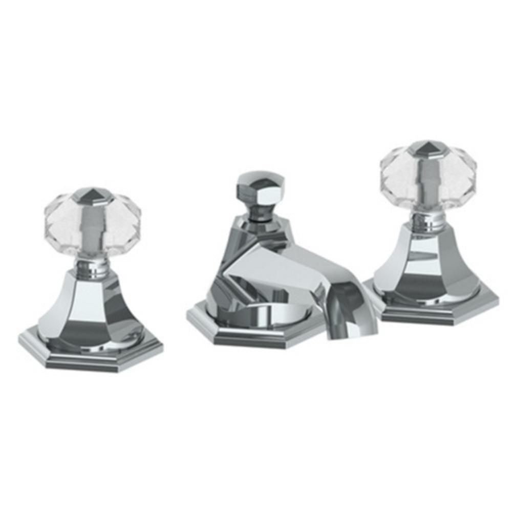 Watermark Designs Polished Nickel Deck Mount Widespread Bathroom Sink Faucet with Double Knob Handle 