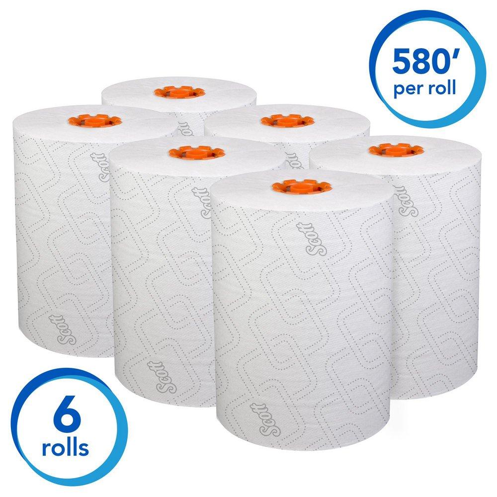 Scott&reg; White Hard Roll Towel in White with Orange 