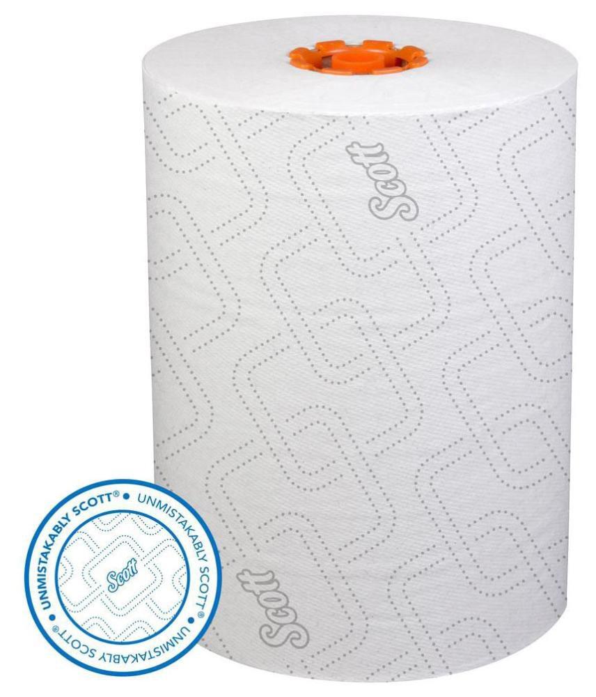 Scott&reg; White Hard Roll Towel in White with Orange 