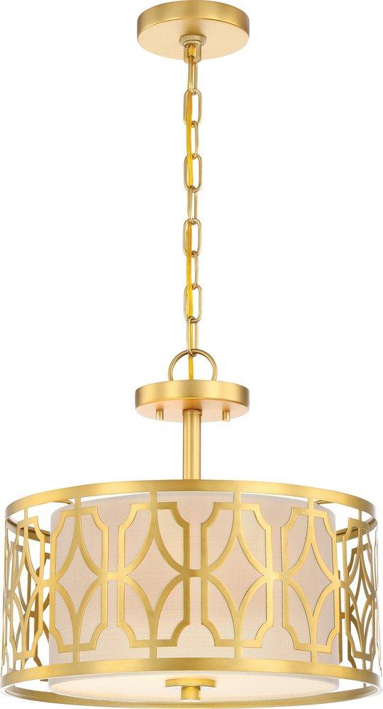 NUVO Natural Brass 120W 2-Light Medium E-26 Base Incandescent Semi-Flush Mount Ceiling Fixture 