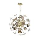 Elk Home Bright Gold/Natural Agate 60W 6-Light Candelabra E-12 Base Chandelier 