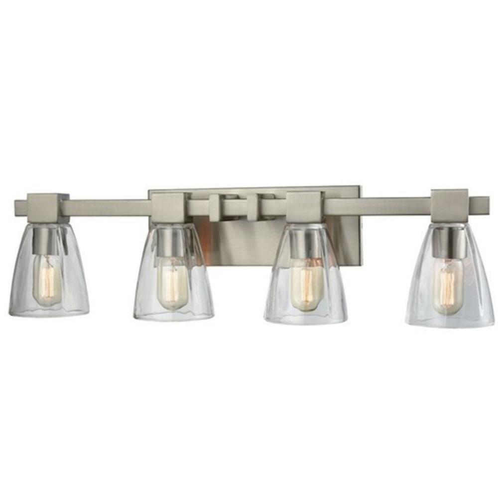 Elk Home Satin Nickel 8 in. 100W 4-Light Medium E-26 Base Bath Vanity Light 