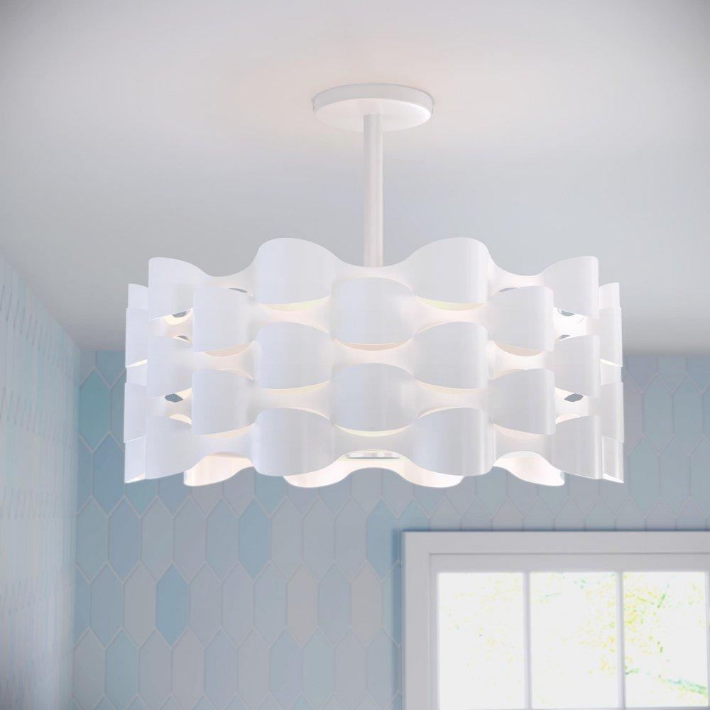 George Kovacs Sand White 38W 1-Light LED Semi-Flush Mount Ceiling Fixture 