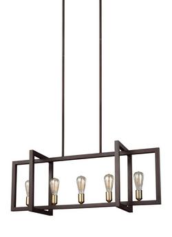 60W 5-Light Medium E-26 Chandelier in New World Bronze
