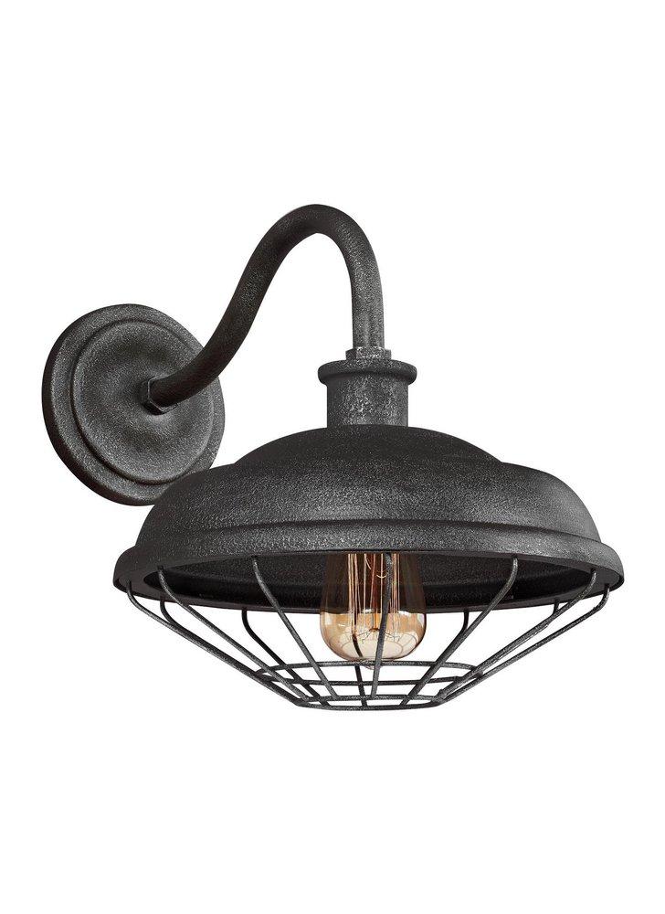 Generation Lighting Slate Grey Metal 12-1/2 in. 60W 1-Light Medium E-26 Outdoor Wall Sconce 