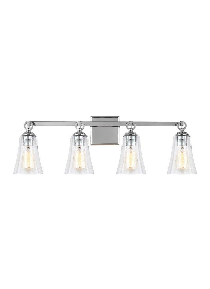Visual Comfort & Co. Studio Chrome 75W 4-Light Vanity Fixture with Clear Seeded Glass 
