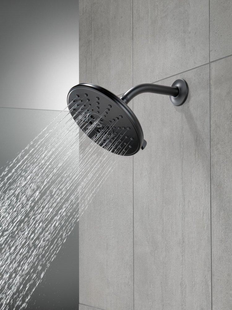 Delta Faucet Matte Black Multi Function H2Okinetic®, Full Body and Pause Showerhead 