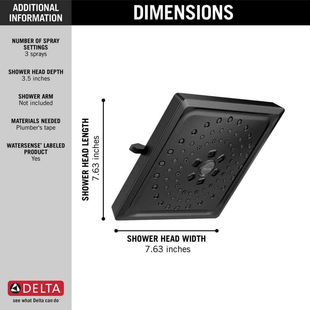 Delta Faucet Matte Black Multi Function Full Body, H2Okinetic&reg; and Pause Showerhead 