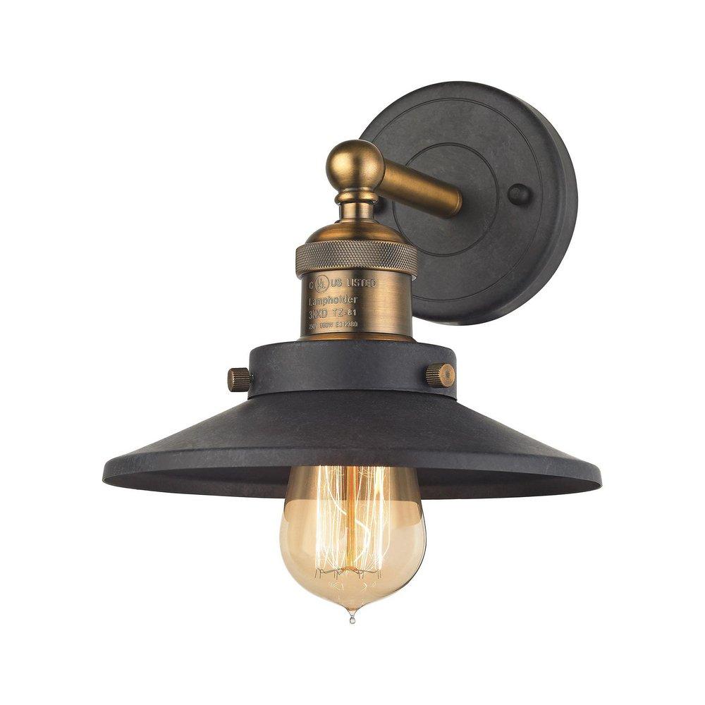 Elk Home Antique Brass/Tarnished Graphite 8 in. 60W 1-Light Medium E-26 Vanity Fixture 