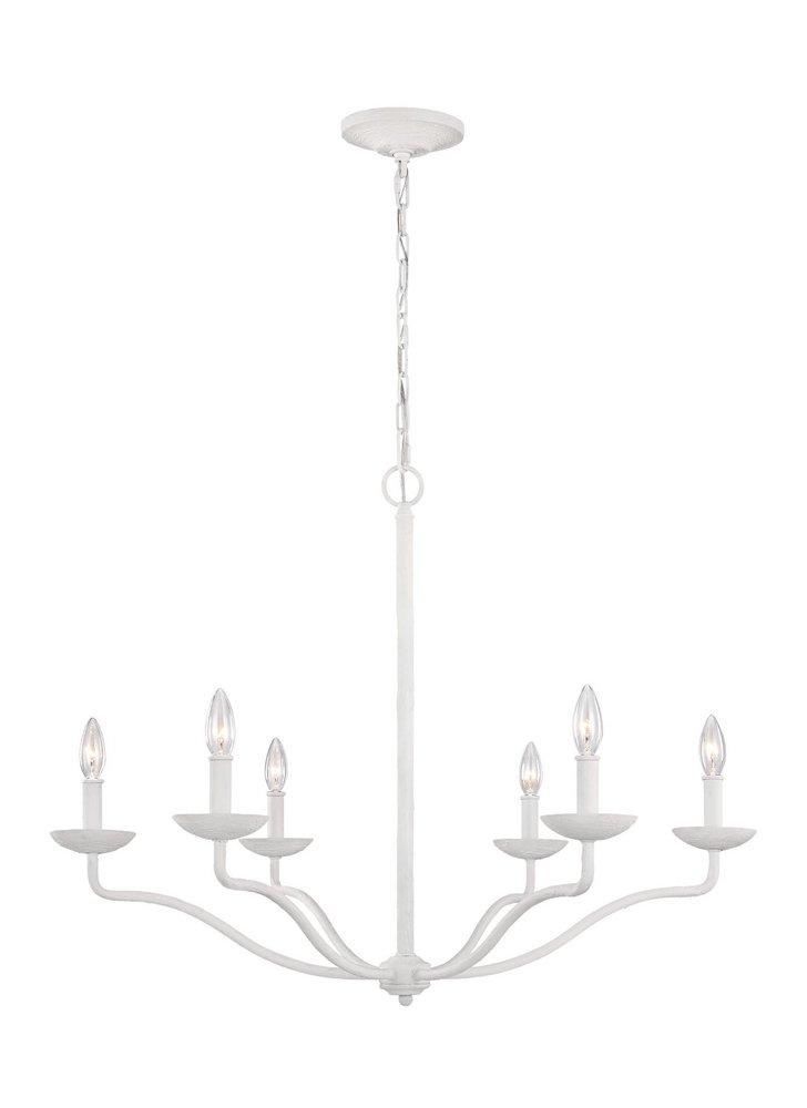Visual Comfort & Co. Studio Plaster White 60W 6-Light Candelabra E-12 Chandelier 