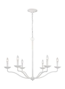 60W 6-Light Candelabra E-12 Chandelier in Plaster White