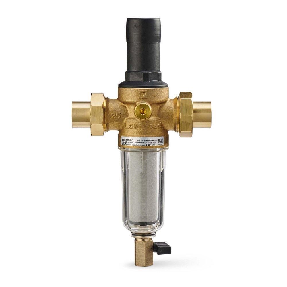 Resideo Metallic 250 psi Brass, Fabric and Stainless Steel Double Union Sweat Pressure Regulator Valve 