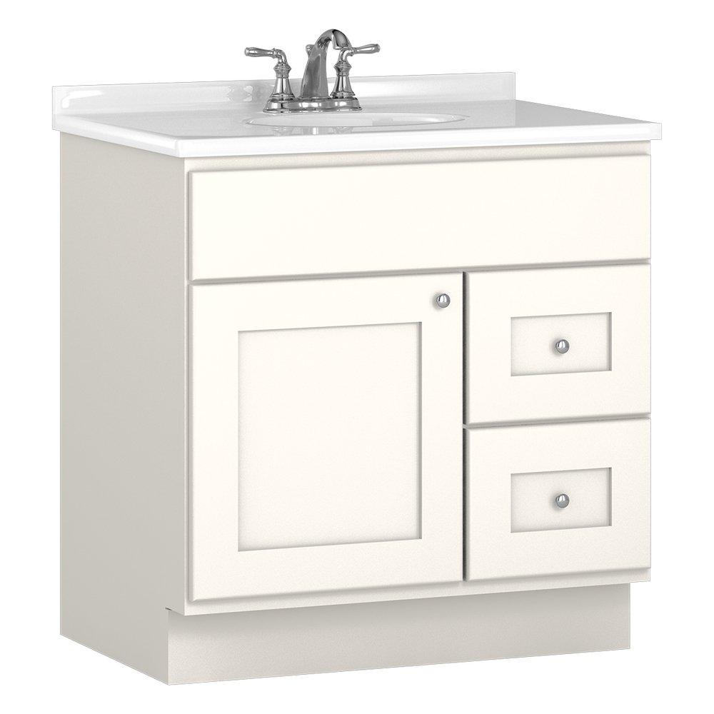 Bertch Cabinet White 30 x 21 x 34-1/2 in. Floor Mount Vanity with 1-Door and 2-Drawer 