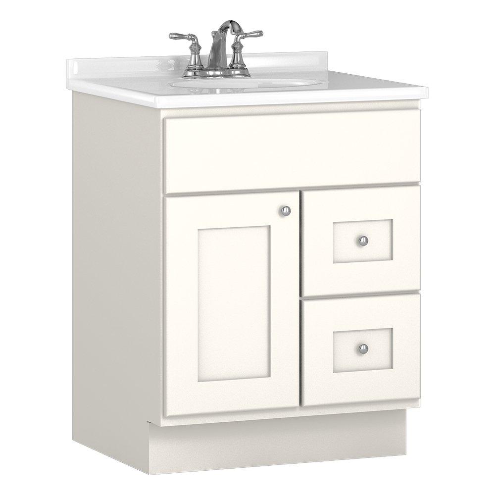 Bertch Cabinet White 24 x 21 x 34-1/2 in. Floor Mount Vanity with 1-Door and 2-Drawer 