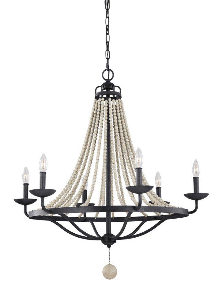 Visual Comfort & Co. Studio Dark Weathered Zinc/Driftwood Grey 60W 6-Light Chandelier 
