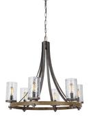 Visual Comfort & Co. Studio Distressed Weathered Oak/Slate Grey Metal 30-1/2 in. 60W 6-Light Chandelier 