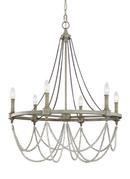 60W 6-Light Chandelier in French Washed Oak with Distressed White Wood