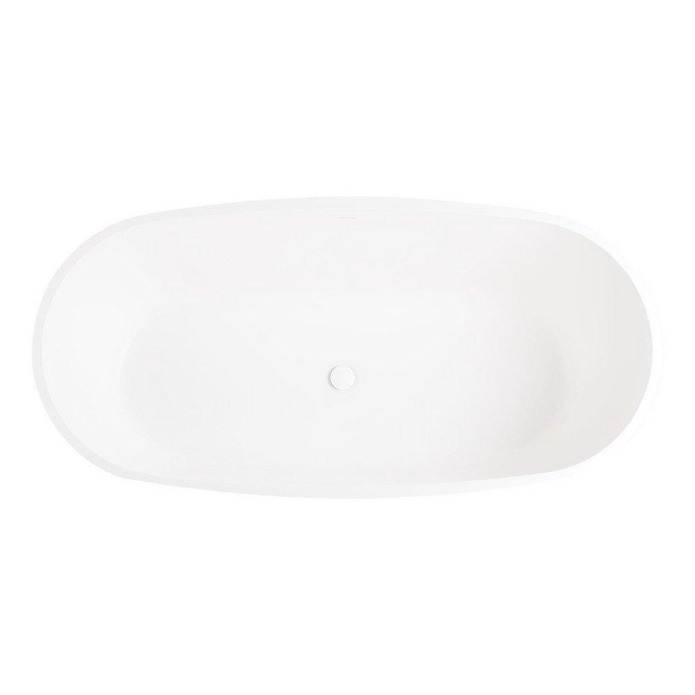 Signature Hardware White 66 x 32 in. Freestanding Solid Surface Soaker Bathtub with Center Drain 
