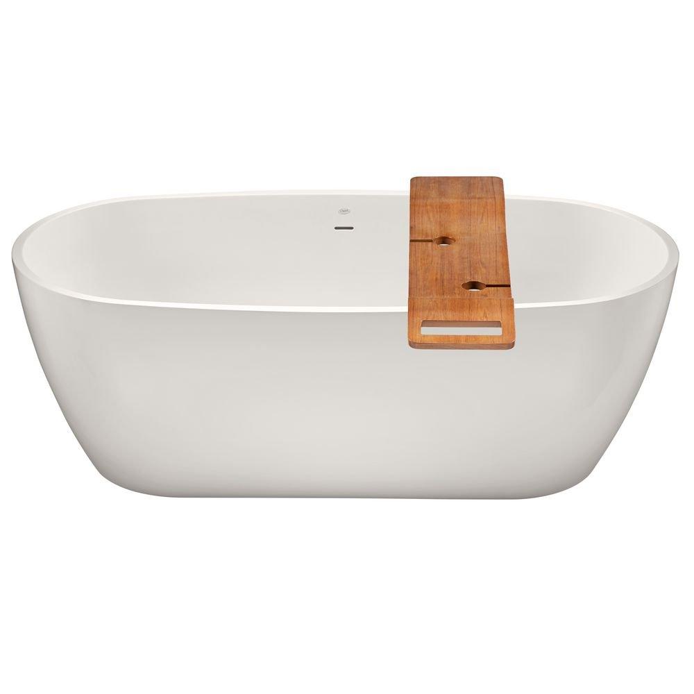 Signature Hardware White 66 x 32 in. Freestanding Bathtub with Center Drain 
