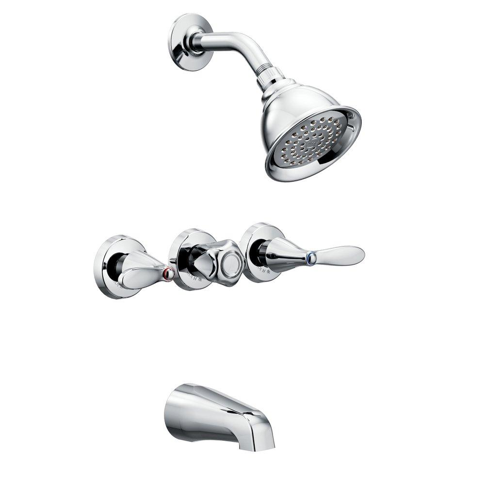 Moen Chrome Plated Three Handle Single Function Bathtub & Shower Faucet 