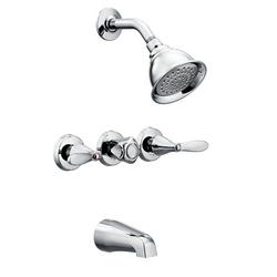 Three Handle Single Function Bathtub & Shower Faucet in Chrome Plated