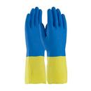 XL Size Neoprene and Latex Diamond Grip Gloves in Blue and Yellow 12 Pack