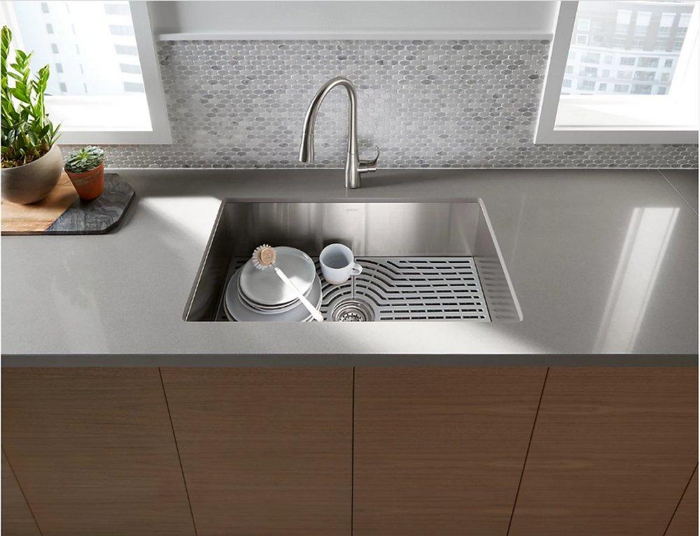 Sterling Ash Grey Silicone Sink Basin Mat in Ash Grey 