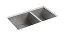 32 x 18-5/16 in. No Hole Stainless Steel Double Bowl Undermount Kitchen Sink in Satin Stainless Steel