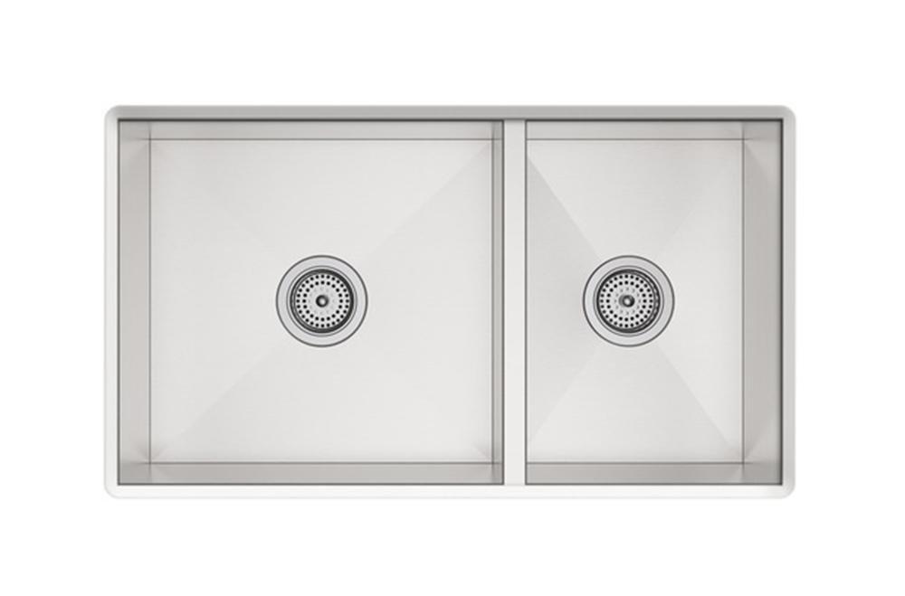 Sterling Satin Stainless Steel 32 x 18-5/16 in. No Hole Stainless Steel Double Bowl Undermount Kitchen Sink 