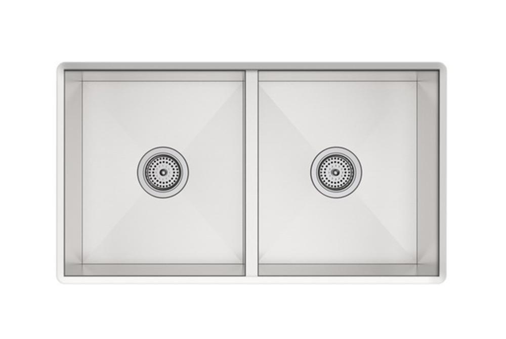 Sterling Satin Stainless Steel 32 x 18-5/16 in. No Hole Stainless Steel Double Bowl Undermount Kitchen Sink 