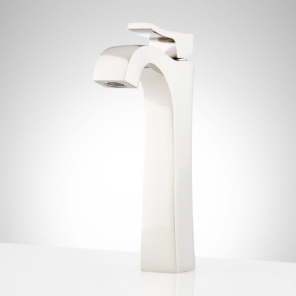 Signature Hardware Polished Nickel Single Handle Monoblock Bathroom Sink Faucet 