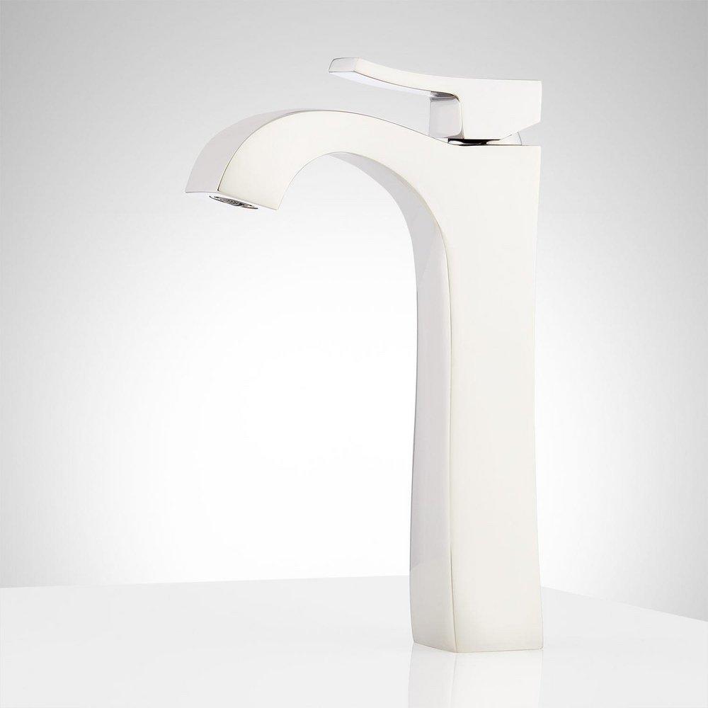 Signature Hardware Polished Nickel Single Handle Monoblock Bathroom Sink Faucet 