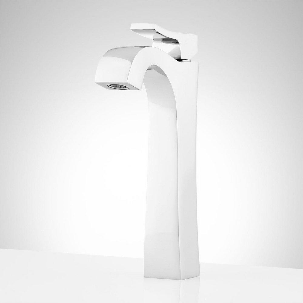 Signature Hardware Polished Chrome Single Handle Monoblock Bathroom Sink Faucet 