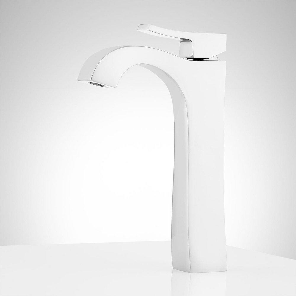 Signature Hardware Polished Chrome Single Handle Monoblock Bathroom Sink Faucet 