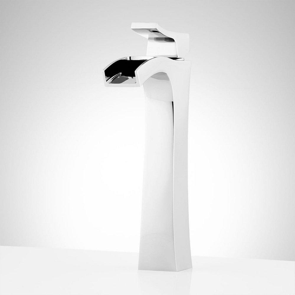 Signature Hardware Polished Chrome Single Handle Monoblock Bathroom Sink Faucet 