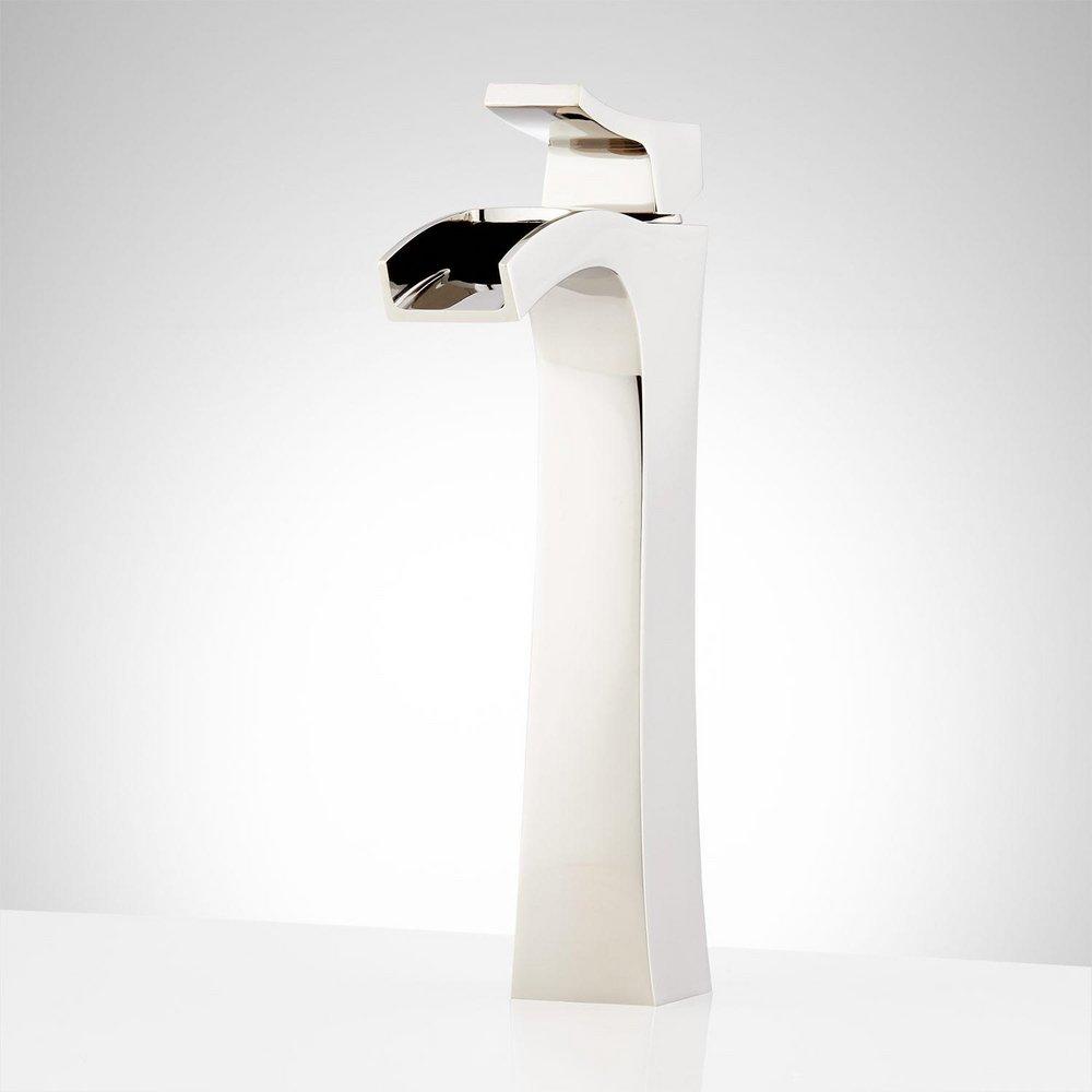 Signature Hardware Polished Nickel Single Handle Monoblock Bathroom Sink Faucet 