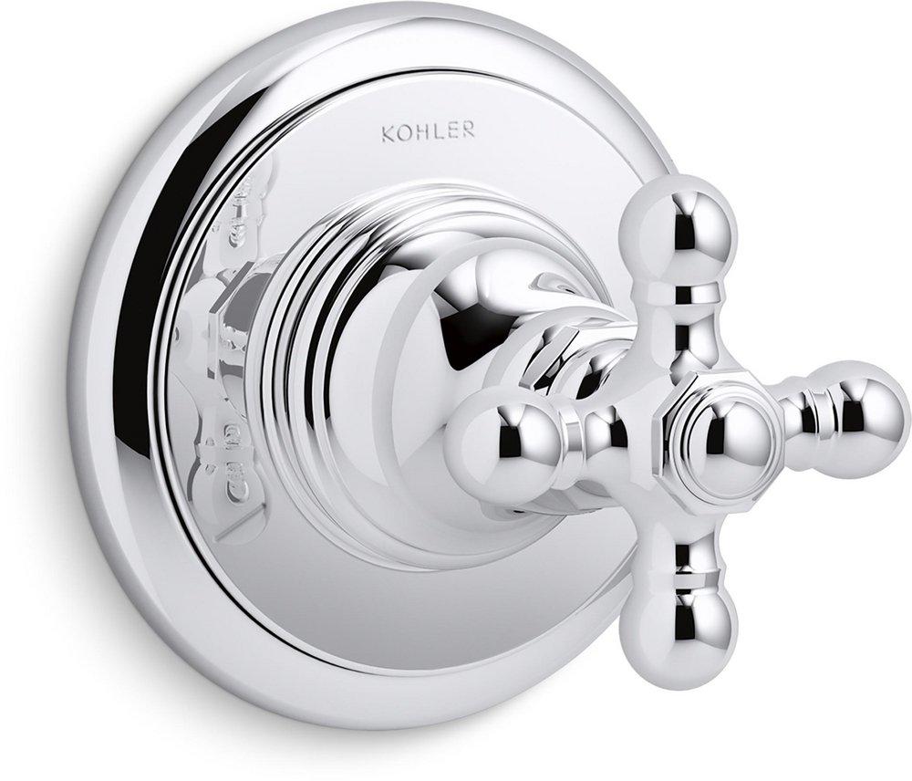 KOHLER Polished Chrome Tub and Shower Transfer Valve Trim with Single Cross Handle 