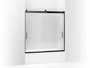 KOHLER Anodized Dark Bronze 62 x 59-5/8 in. Frameless Sliding Bath Door with Crystal Clear Glass and Blade Handle 