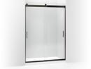 59-5/8 x 82-5/16 in. Sliding Crystal Clear Glass Shower Door with Blade Handle in Anodized Dark Bronze