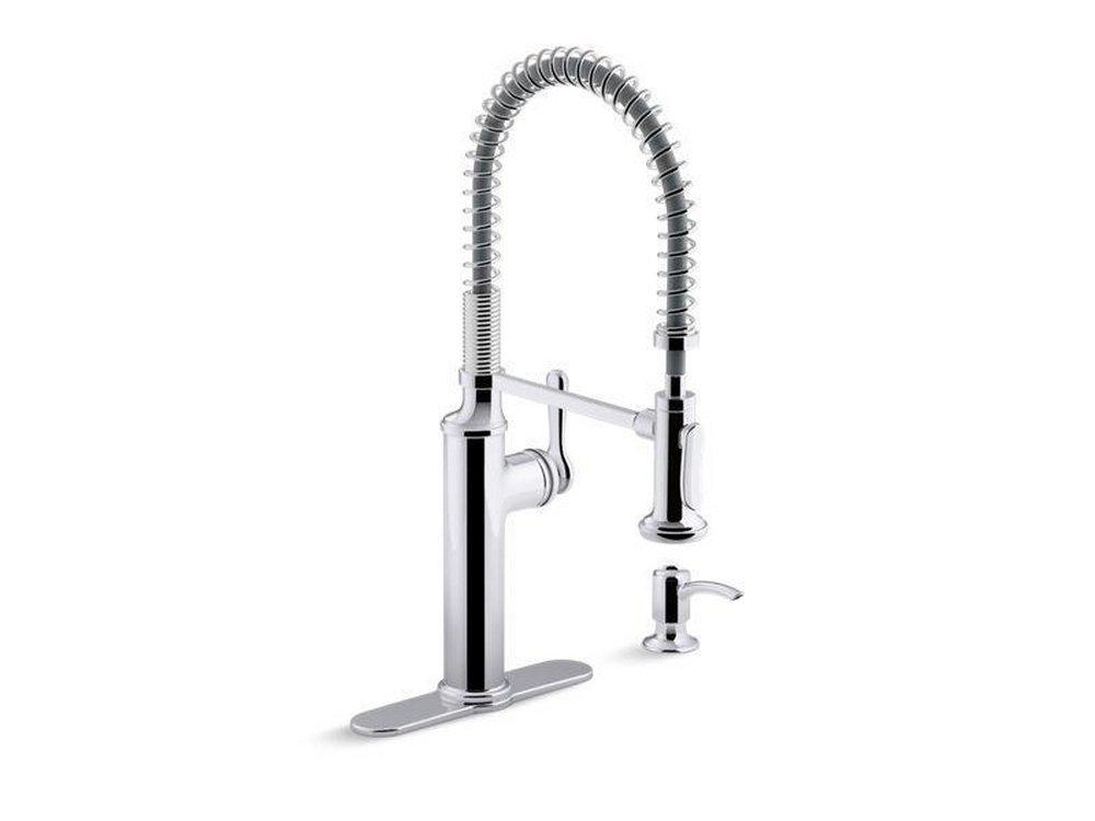 KOHLER Polished Chrome Single Handle Pull Down Kitchen Faucet 