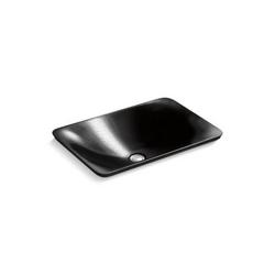 21-1/8 in. Drop-in or Vessel Mount Rectangular Vitreous China Bathroom Sink in Black Black&trade;