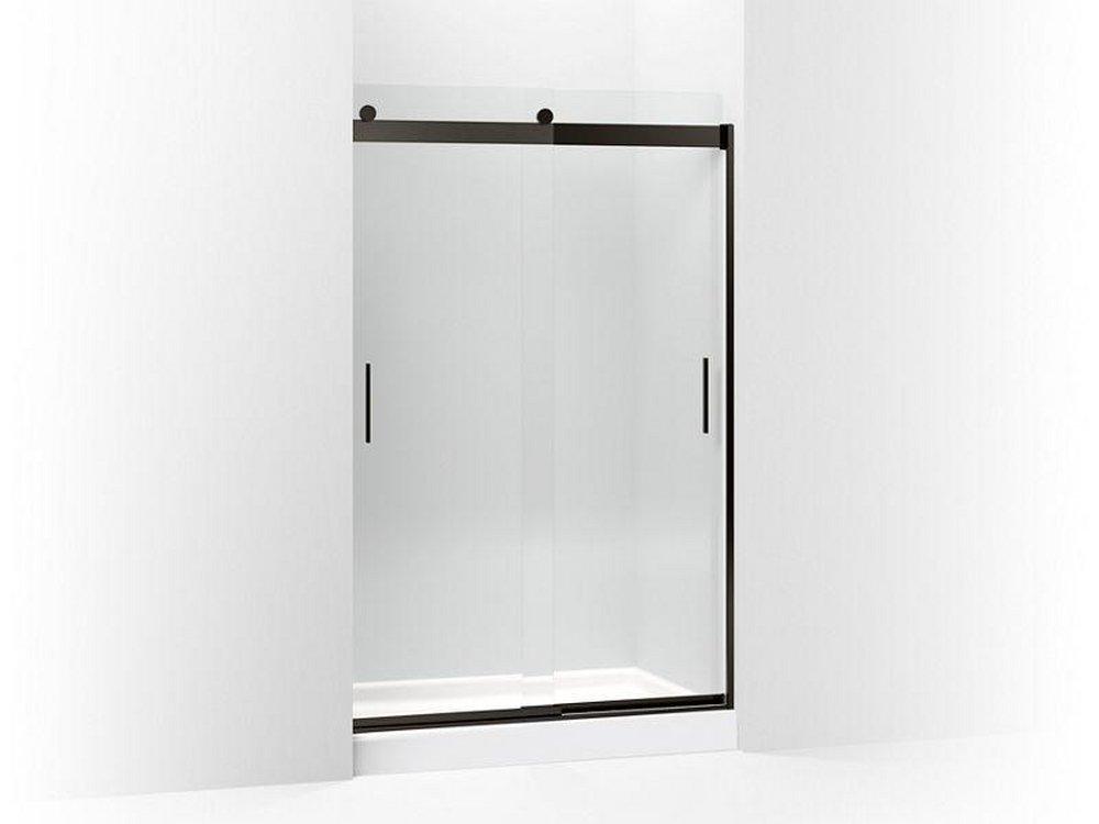 KOHLER Anodized Dark Bronze 47-5/8 in. Shower Door with 1/4 in. Crystal Clear Glass and Towel Bar 