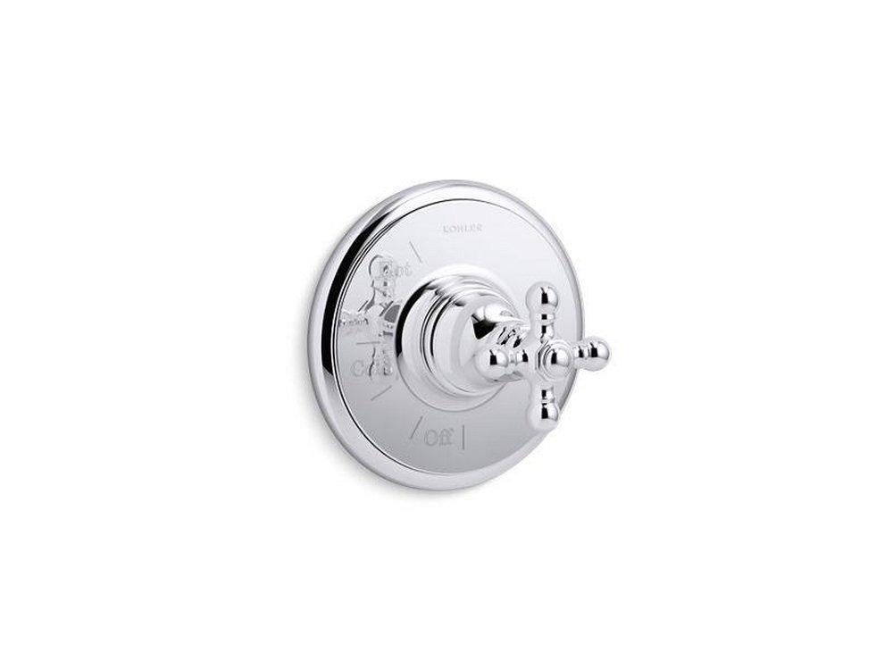 KOHLER Polished Chrome Tub and Shower Pressure Balancing Valve Trim with Metal Single Cross Handle (Less Diverter) 