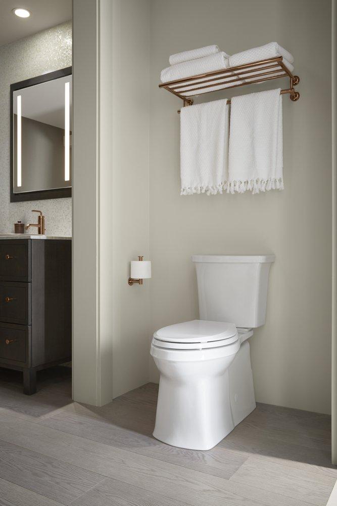 KOHLER White 1.28 gpf Elongated Floor Mount Two Piece Toilet 