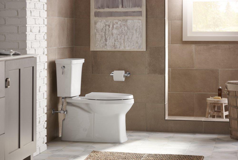 KOHLER White 1.28 gpf Elongated Floor Mount Two Piece Toilet 