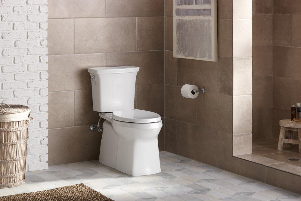 KOHLER White 1.28 gpf Elongated Floor Mount Two Piece Toilet 
