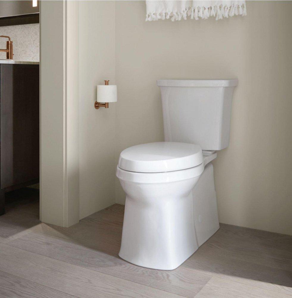 KOHLER White 1.28 gpf Elongated Floor Mount Two Piece Toilet 