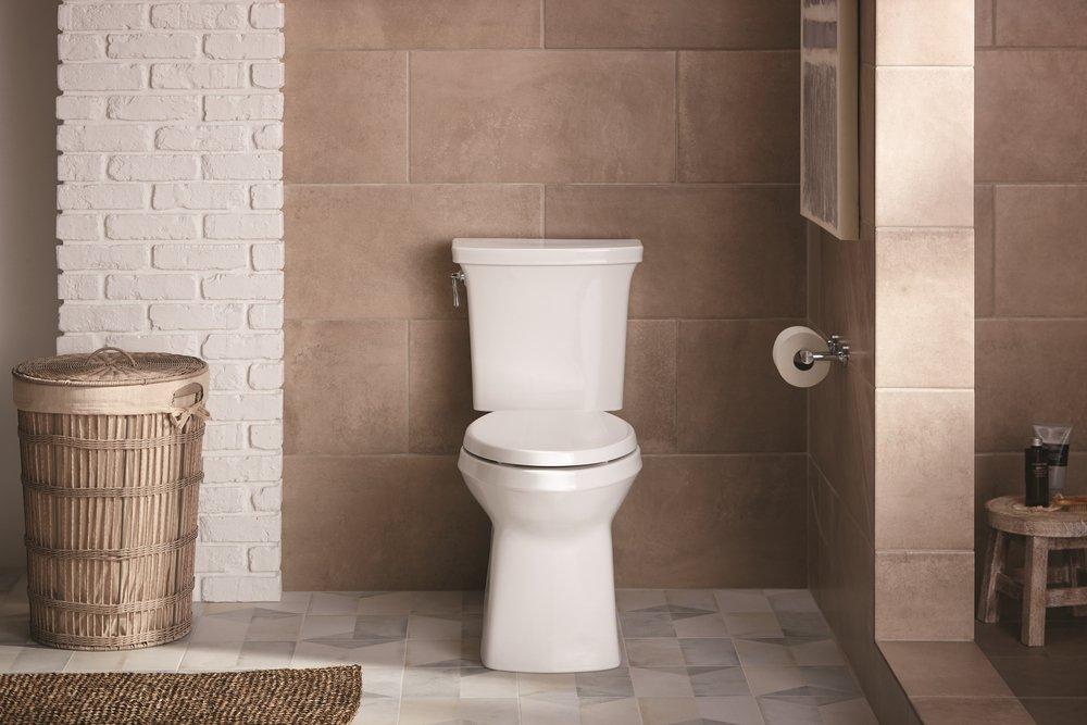 KOHLER White 1.28 gpf Elongated Floor Mount Two Piece Toilet 